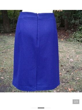 Leyla Cobalt Blue Wool Blend Short Pencil Skirt